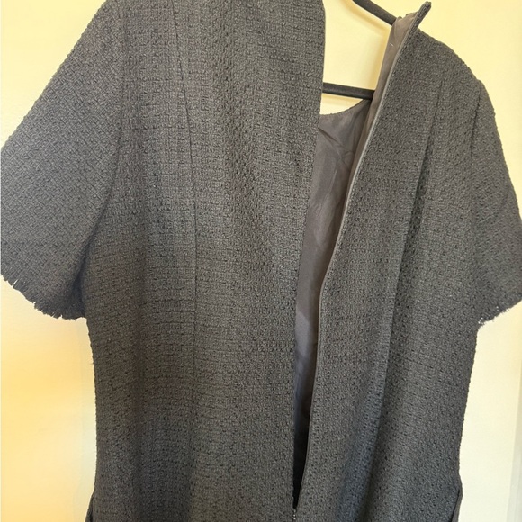 H&M Black Boucle Wool Blend Short Sleeve Mini Dress in Size XL - Picture 4 of 10